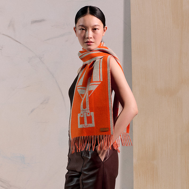 Cachecol Casaque Les Sangles - Laranja | Hermès Brasil